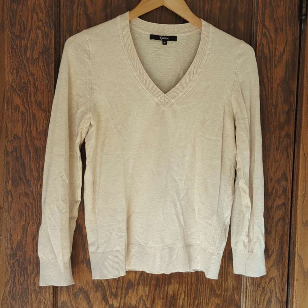Quince cotton v-neck sweater